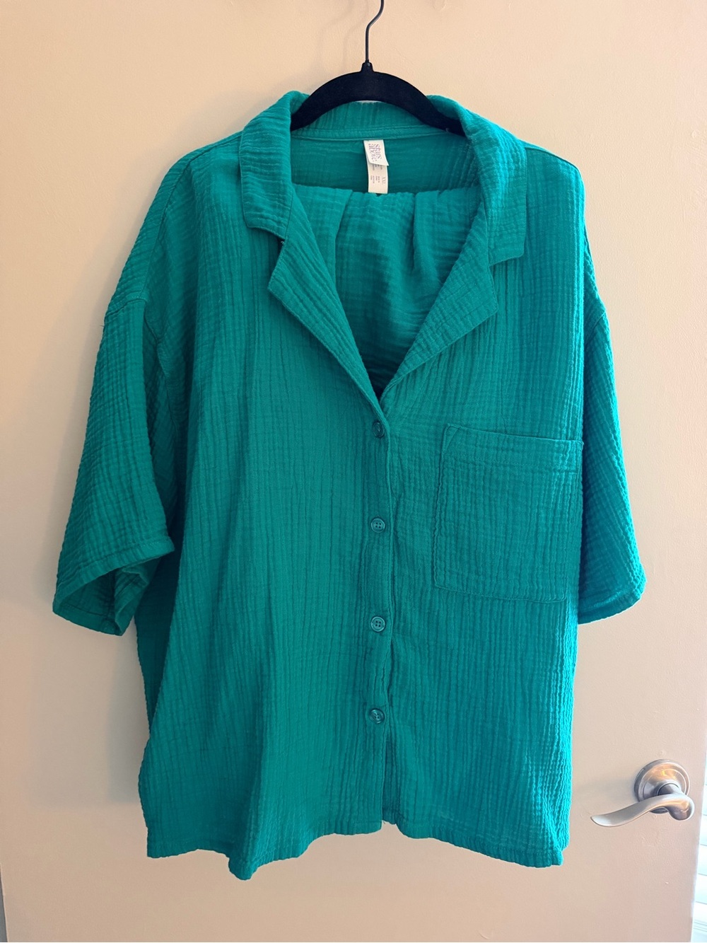 stars above Teal Short-Sleeve Button-Up Top & Shorts Set